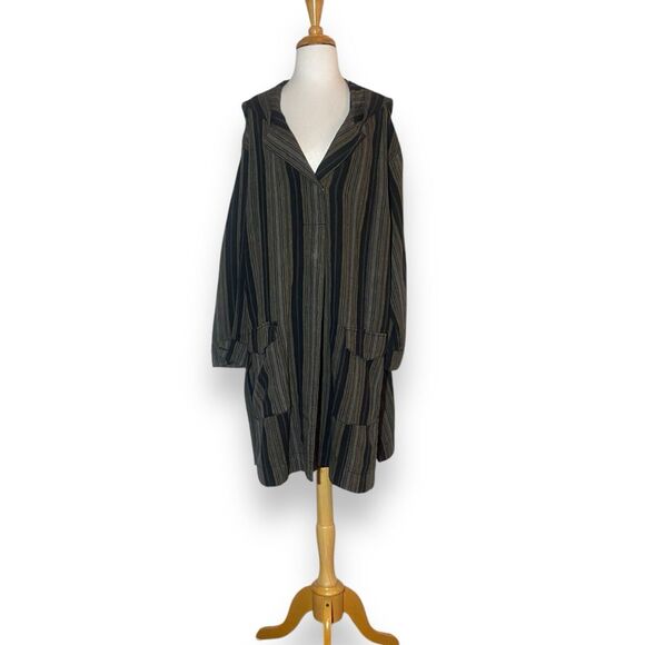 Urban Outfitters BDG Multicolor Stripe Oversized Lagenlook Hooded Jacket Size S - Picture 2 of 12